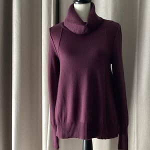 Ann Taylor Deep Plum Cowl Neck Sweater, size medium.